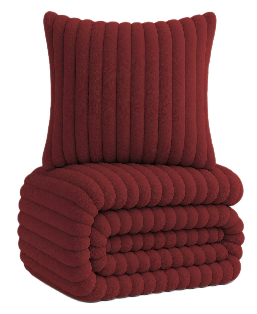 One Home Winter Bettwäsche Cord Optik Teddy Plüsch Nicki Warm Coral Fleece Cashmere Touch Bordeaux