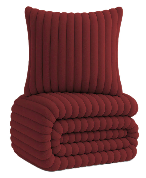 One Home Winter Bettwäsche Cord Optik Teddy Plüsch Nicki Warm Coral Fleece Cashmere Touch Bordeaux