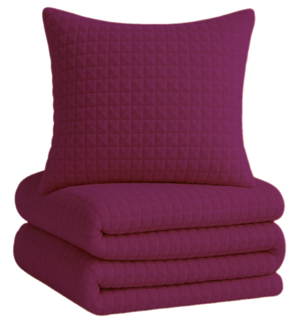 One Home Winter Bettwäsche Karo Cord Optik Teddy Plüsch Nicki Warme Fleece Cashmere Touch Beere 135x200 cm