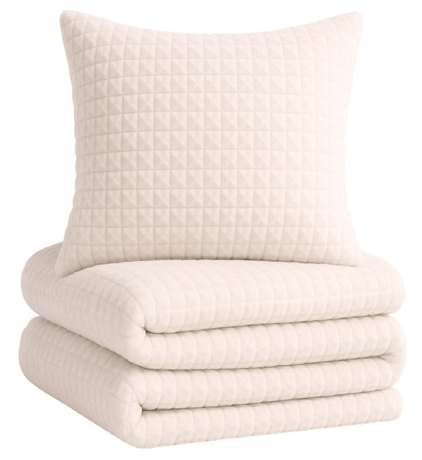 One Home Winter Bettwäsche Karo Cord Optik Teddy Plüsch Nicki Warme Fleece Cashmere Touch Beige 135x200 cm
