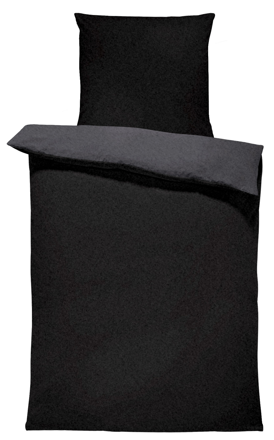 One Home Winter Bettwäsche Doubleface Uni Wende kuschelig flauschig warm weich Fleece schwarz anthrazit