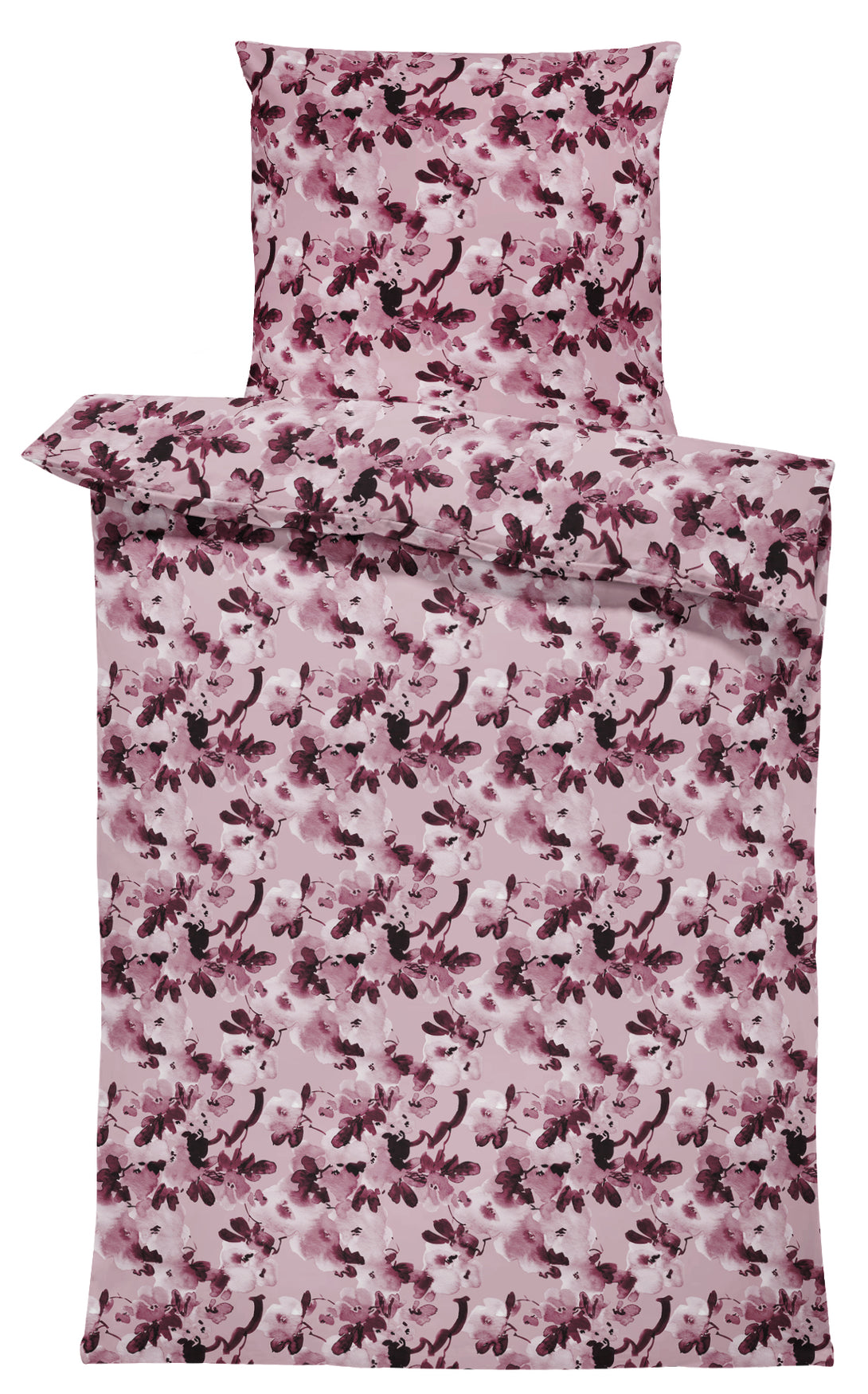 One Home Biber Bettwäsche 155x220 cm Blumen geblümt rosa rot Winter Flanell Baumwolle