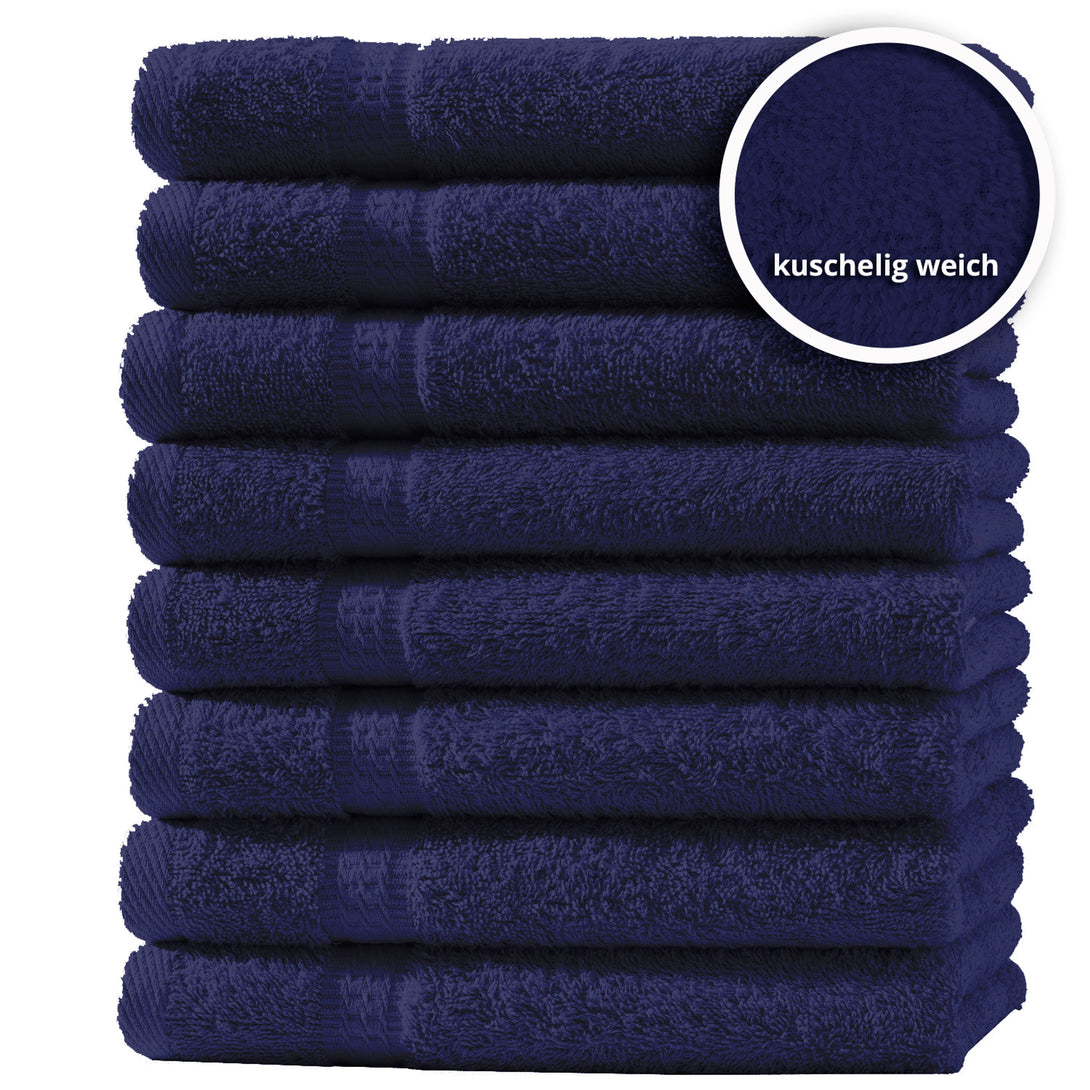 One Home 8er Set Gästetücher Handtücher Duschtücher Badetücher Frottee 100% Baumwolle Navy Marine Blau Badetücher 100x150 cm