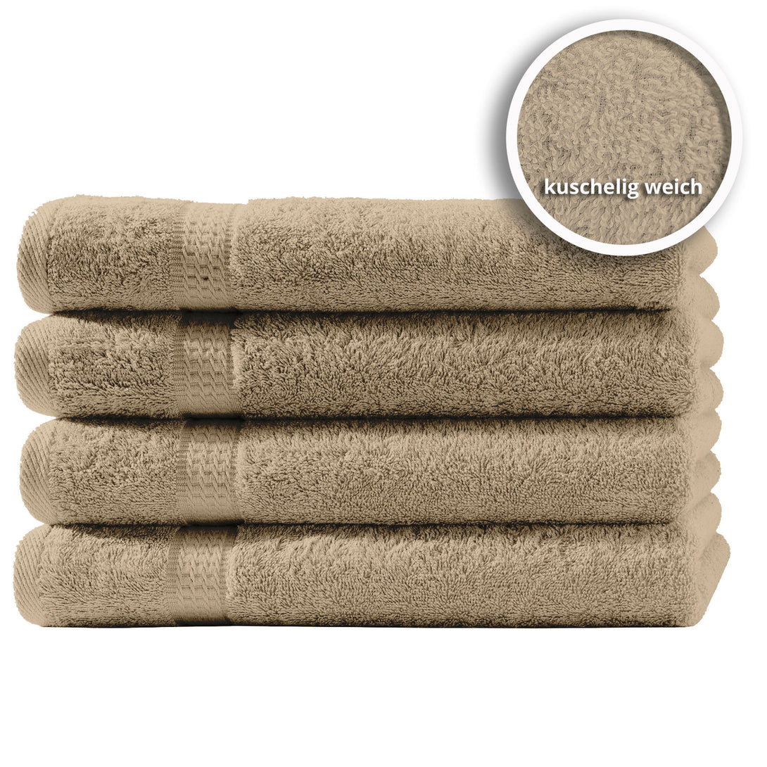 One Home 4er Set Gästetücher Handtücher Duschtücher Badetücher Frottee 100% Baumwolle Beige