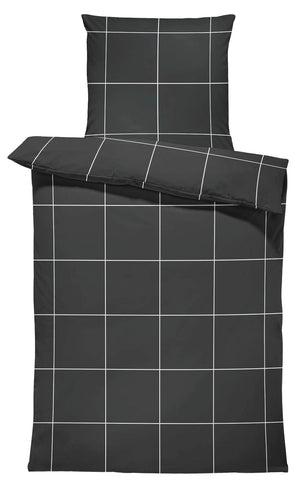 Bettwäsche 135x200 cm Karomuster kariert schwarz Biber Winter Flanell