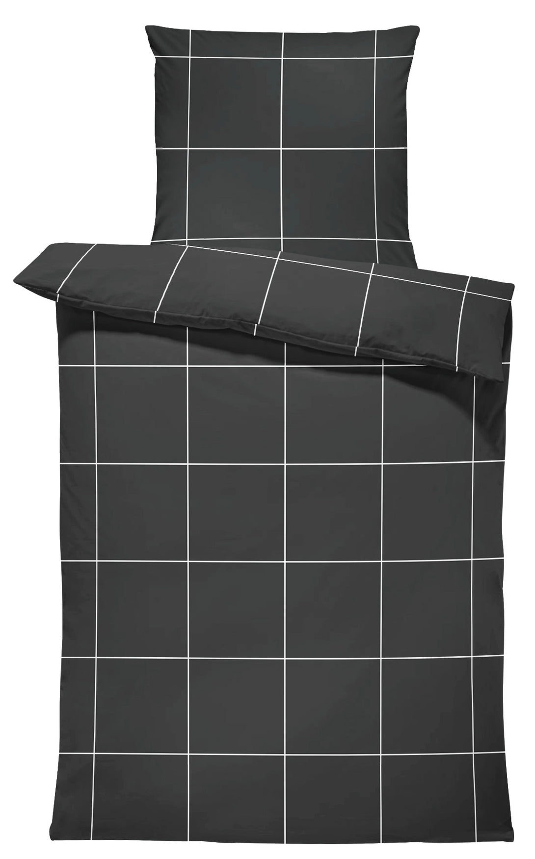One Home Bettwäsche 135x200 cm Karomuster kariert schwarz Biber Winter Flanell Baumwolle
