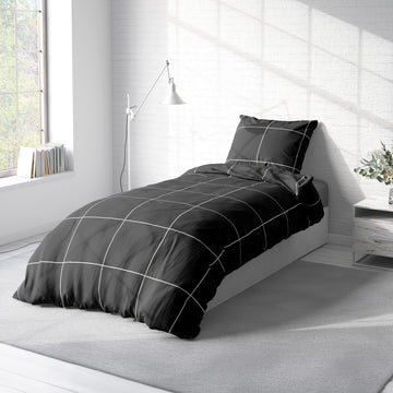Bettwäsche 155x220 cm Karomuster kariert schwarz Biber Winter Flanell