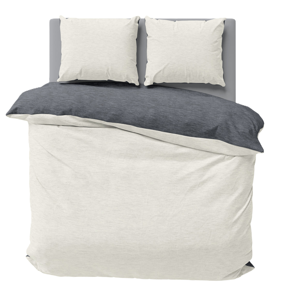 One Home Winter Bettwäsche Biber Meliert Baumwolle Flanell Kuschelig Flauschig Warm Weich natur anthrazit