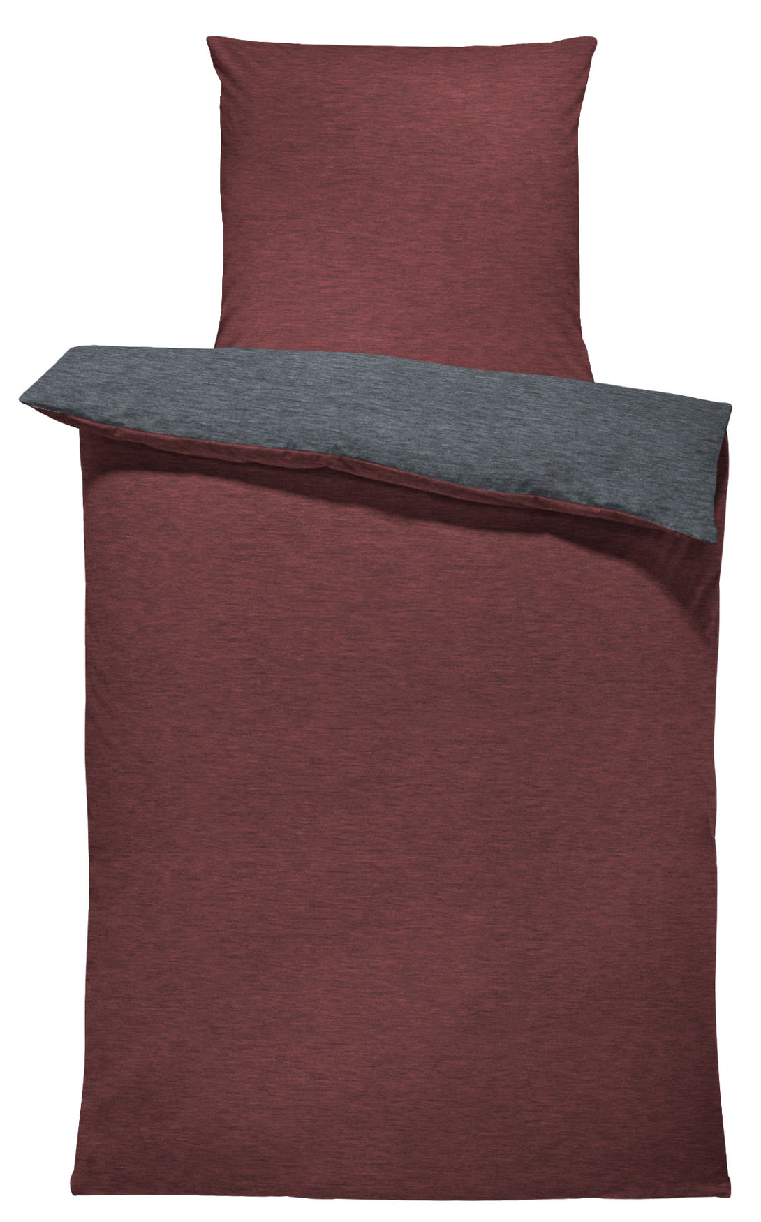 One Home Winter Bettwäsche Biber Meliert Baumwolle Flanell Kuschelig Flauschig Warm Weich bordeaux anthrazit
