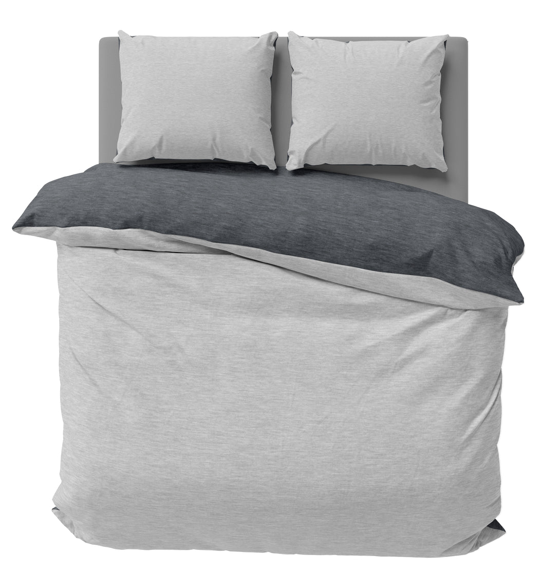 One Home Winter Bettwäsche Biber Meliert Baumwolle Flanell Kuschelig Flauschig Warm Weich grau anthrazit