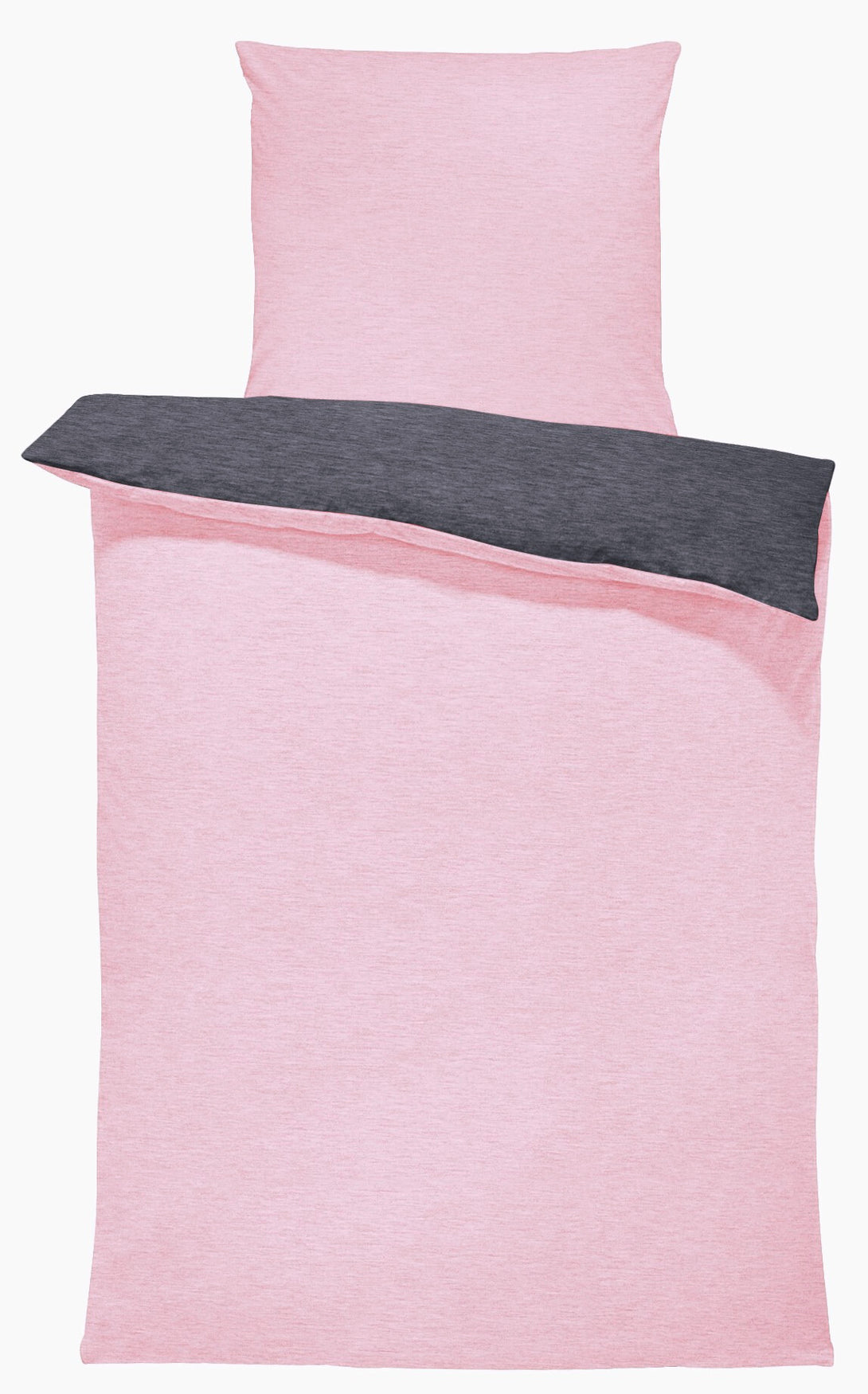 One Home Winter Bettwäsche Biber Meliert Baumwolle Flanell Kuschelig Flauschig Warm Weich rosa anthrazit