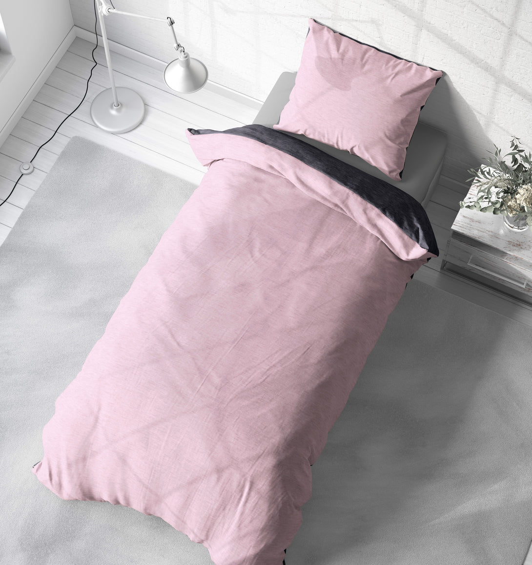One Home Winter Bettwäsche Biber Meliert Baumwolle Flanell Kuschelig Flauschig Warme Weiche Melange Modern