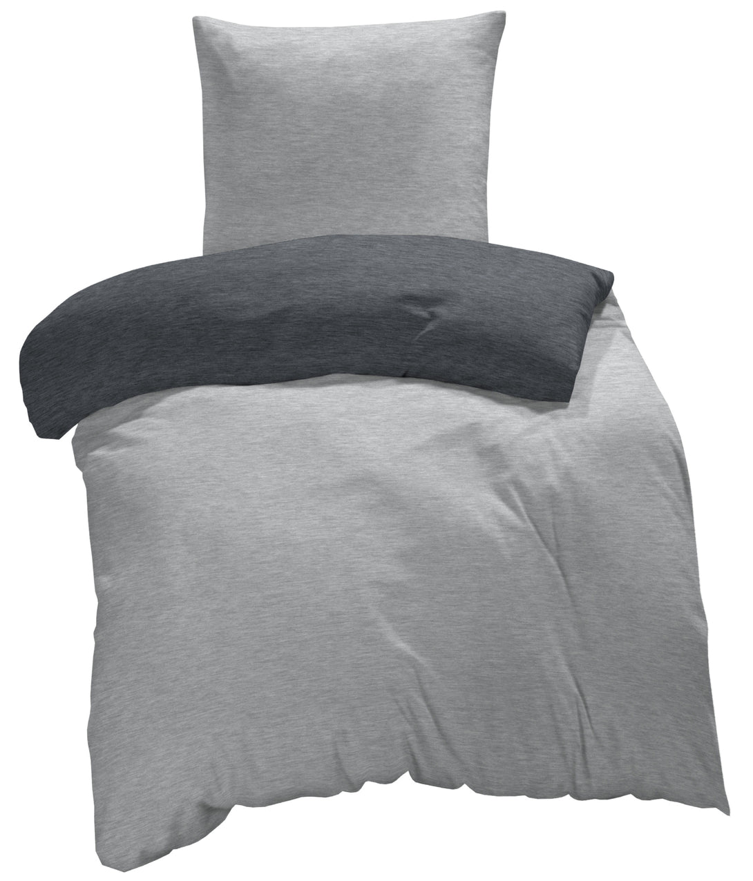 One Home Winter Bettwäsche Biber Meliert Baumwolle Flanell Kuschelig Flauschig Warme Weiche Melange Modern grau anthrazit