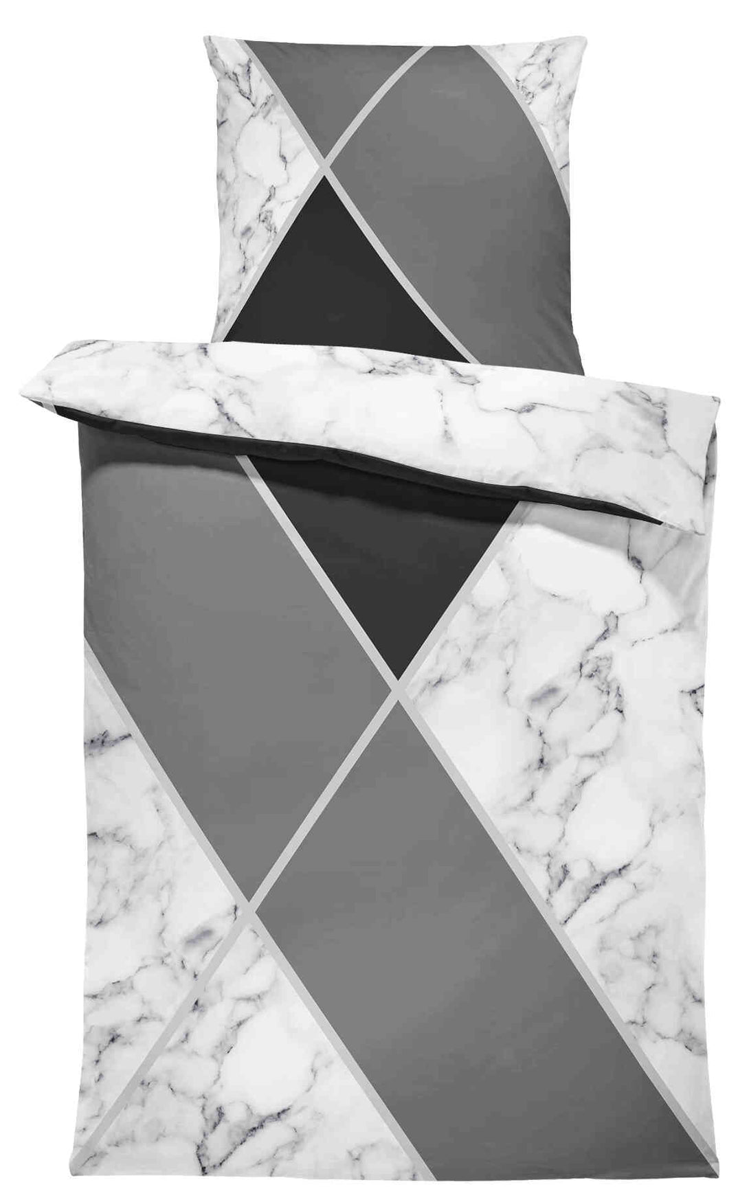 Bettwäsche 135x200 cm Geometrisch Grafisch Marmor grau schwarz modern