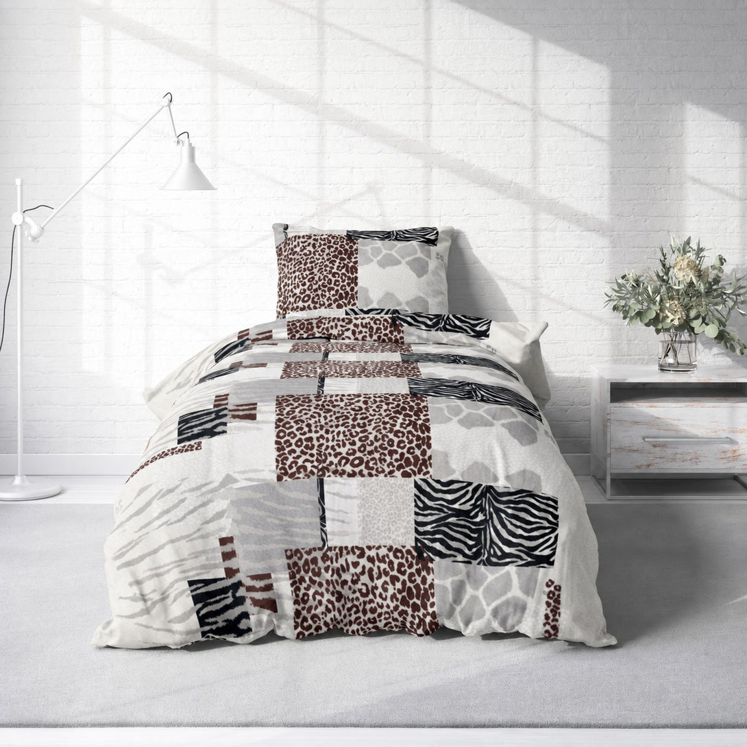 Winter Bettwäsche 155x220 cm Leopard Zebra Tierfell Flausch Warme Flee