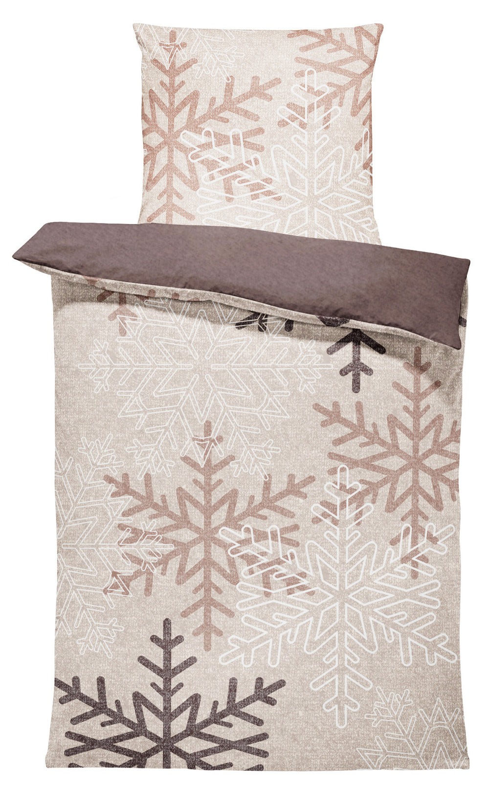 One Home Winter Bettwäsche 135x200 cm Schneeflocken Kristalle beige kuschelig Fleece Default Title