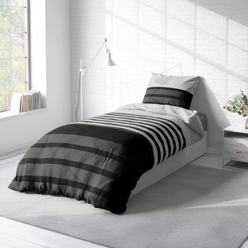Bettwäsche 155x220 cm gestreift grau anthrazit Biber Winter Flanell Ba
