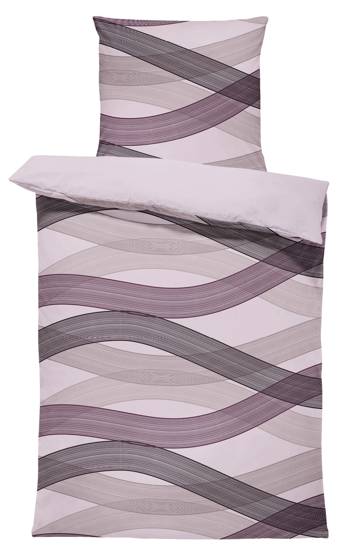One Home Bettwäsche 135x200 cm Welle Lavendel lila modern Biber Winter Flanell Baumwolle