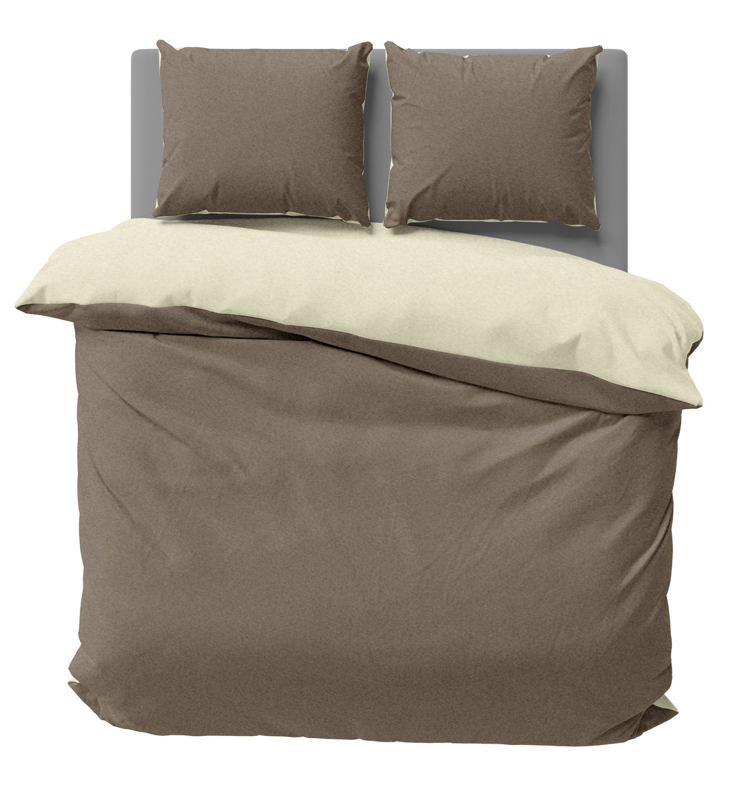 One Home Winter Bettwäsche Doubleface Uni Wende kuschelig flauschig warm weich Fleece taupe beige natur